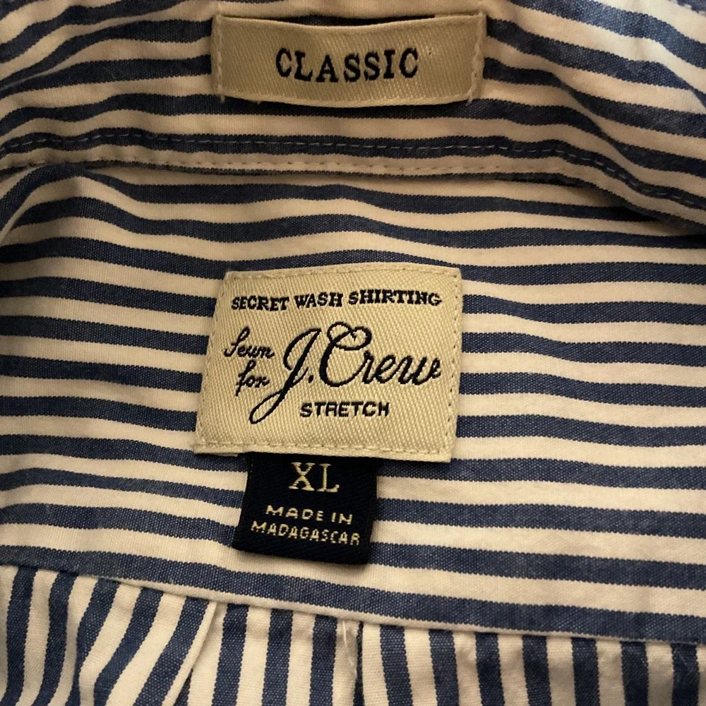 J. Crew Men's Striped Printed Collared Long Sleeve Stretch Button Up Shirt Sz XL